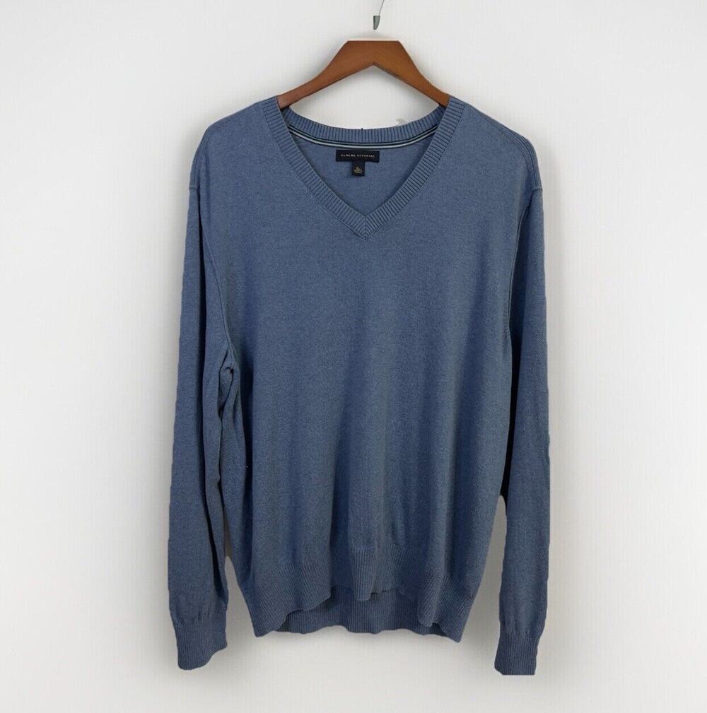 Banana Republic Cotton Cashmere Sweater Light Blue V Neck Men's Size Large